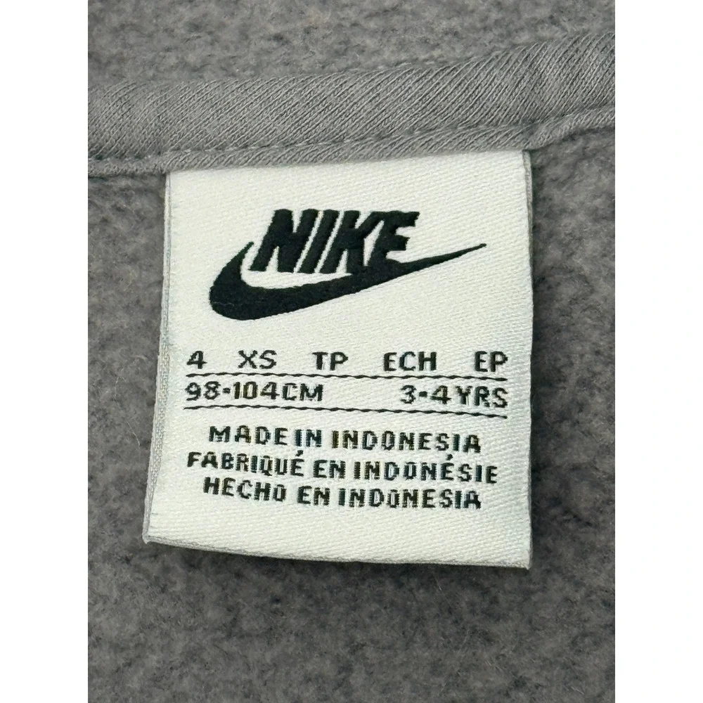 Nike‎ Toddler Hoodie XS 3-4 Years Gray All Over Logo Pullover Sweatshirt